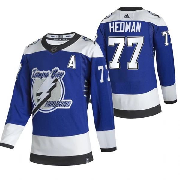 Kinder Tampa Bay Lightning Eishockey Trikot Victor Hedman #77 2022 Reverse Retro Blau Authentic